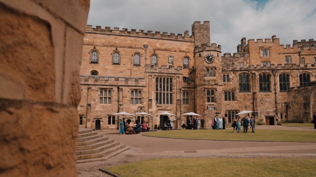 Reception shot by Durham castle wedding videographer