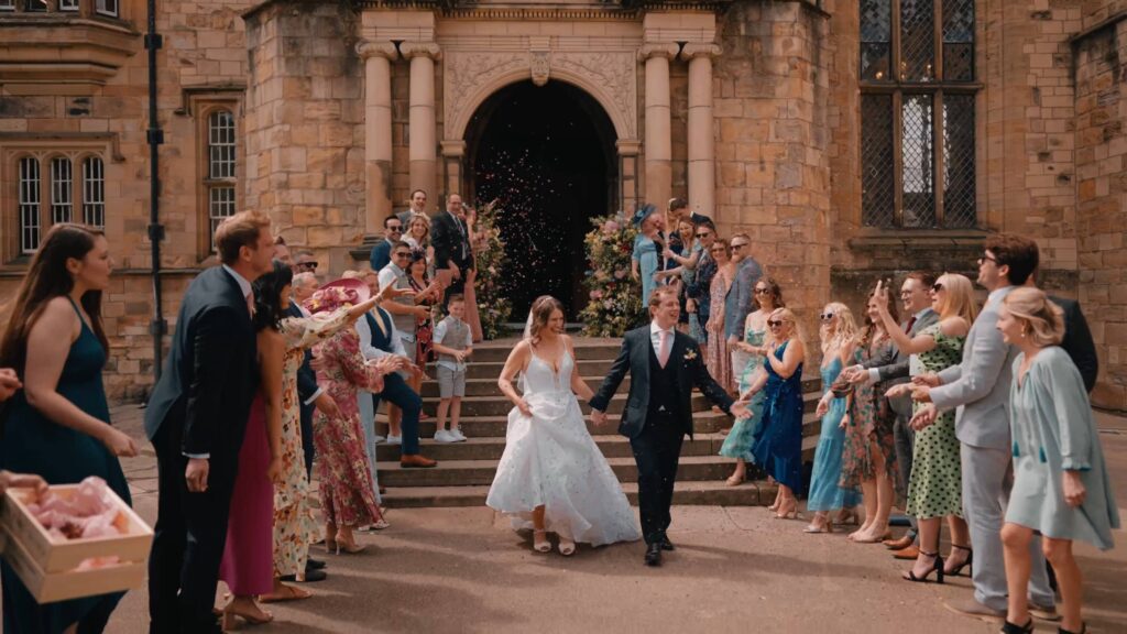 Confetti shot by Durham castle wedding videographer