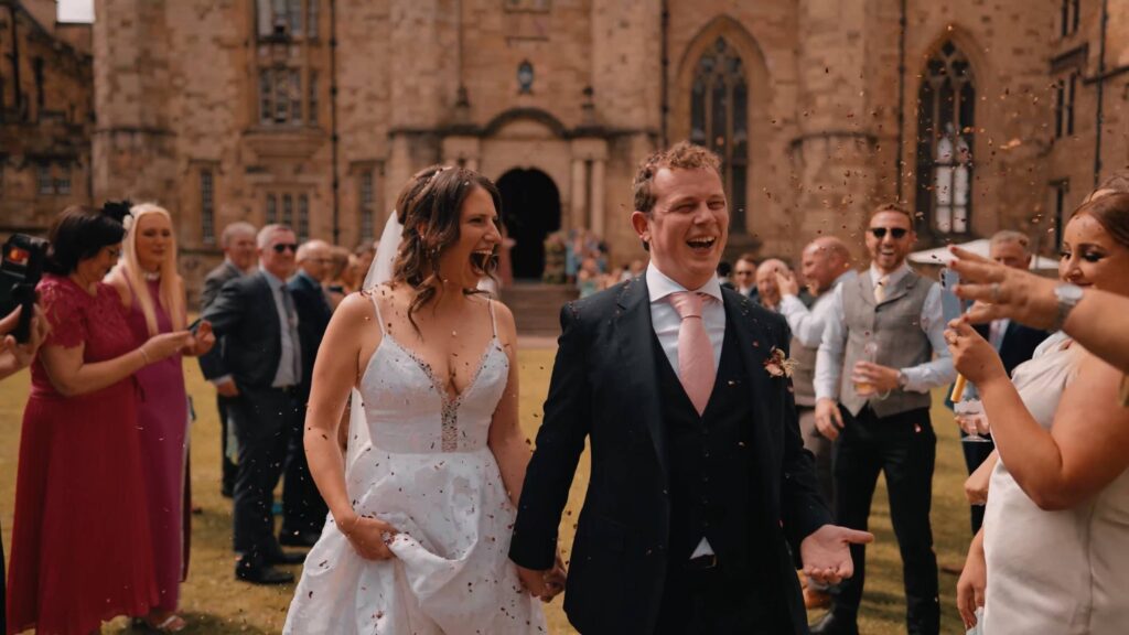 Wedding confetti image by Durham castle wedding videographer