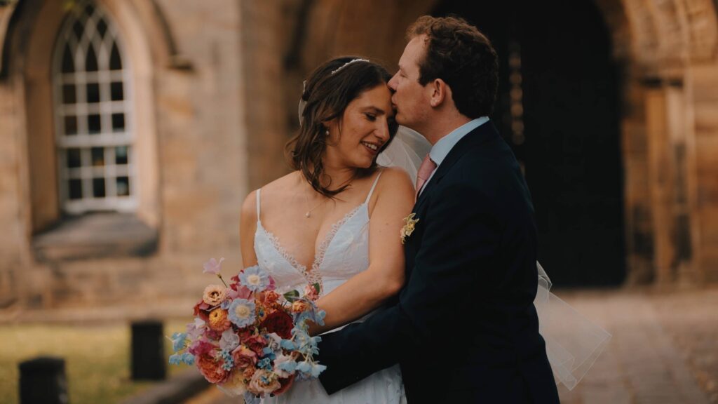 Durham castle bride by Durham castle wedding videographer